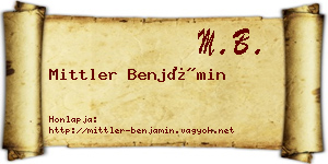 Mittler Benjámin névjegykártya